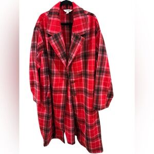 NEW Old Navy Red and Black Tartan Plaid Long Coat ~ Size 4X